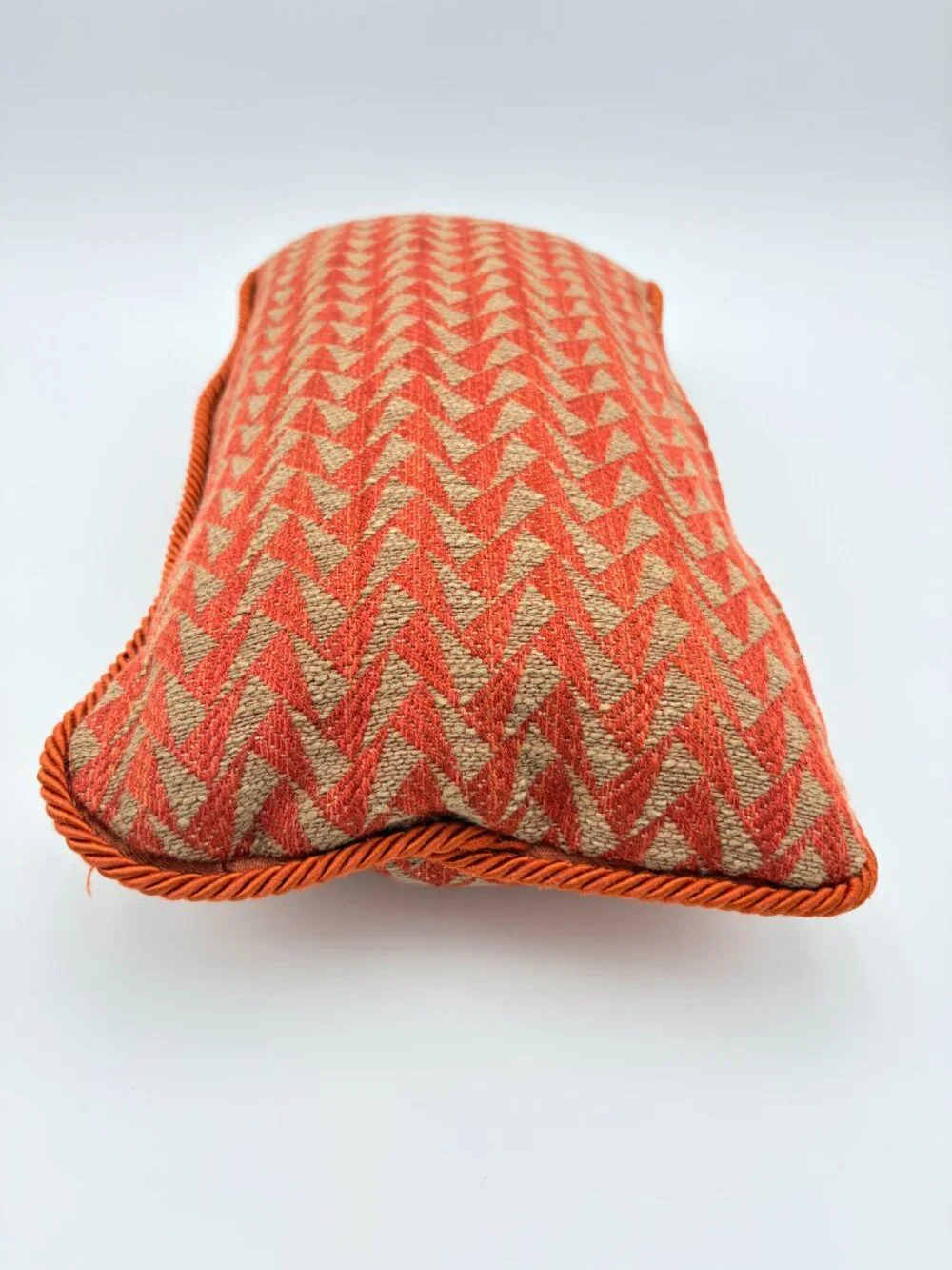 Burnt Orange Chevron Lumbar Pillow with Insert 16x9